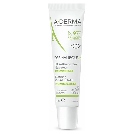 A-DERMA Dermalibour+ reparacny cica-balzam pre popraskané a podráždené pery 15 ml