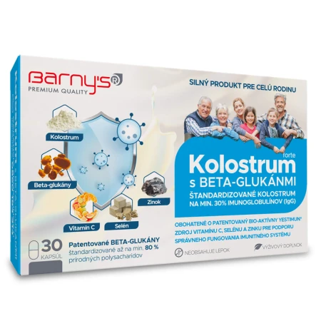 BARNY´S Kolostrum s beta-glukánmi 30 kapsúl + DARČEK rúško
