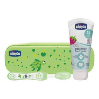 CHICCO Set zubná kefka a pasta zelený 12m+ set