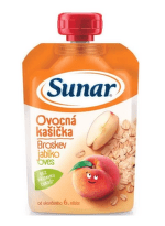SUNAR Ovocná kašička broskyňa, jablko, ovos 120 g