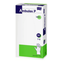 AMBULEX P rukavice latex potiahnuté polymérom veľkosť M nesterilné nepúdrované 100 ks