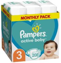 PAMPERS Active baby 3 midi 208 ks