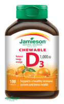 JAMIESON Vitamín D3 1000 IU pomaranč 100 cmúľacích tabliet