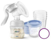 AVENT Odsávačka mlieka manuálna 6706720 VIA poháriky 180 ml 5 ks 1 set