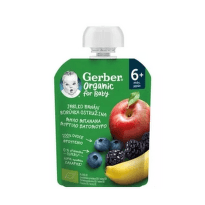 GERBER Organic kapsička jablko  banán  čučoriedka bio ovocná desiata od ukonč. 6. mesiaca 90 g