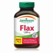 JAMIESON Flax omega-3 1000 mg ľanový olej 180 + 20 kapsúl ZADARMO