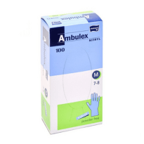 AMBULEX Rukavice nitryl veľkosť M biele krátke nesterilné nepudrované 100 ks