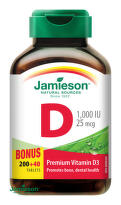 JAMIESON Vitamín D3 1000 IU 200 + 40 tabliet ZADARMO