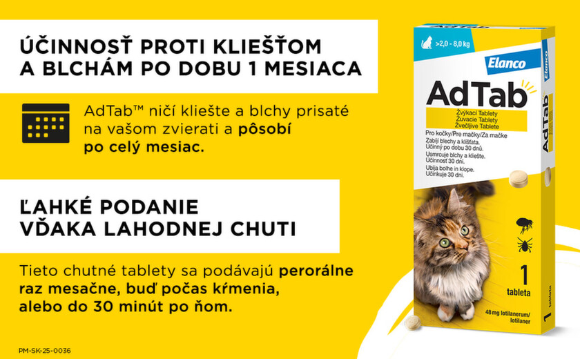 AdTAB žuvacie tablety pre mačky 48 mg hmotnosť mačky 2,0-8,0 kg