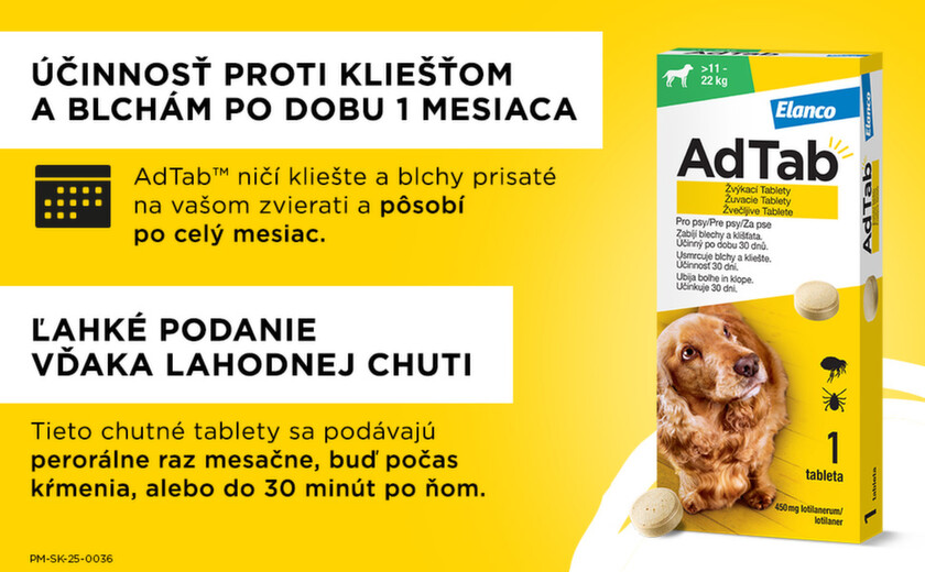 AdTAB Žuvacie tablety pre psy 450 mg hmotnosť psa 11–22 kg