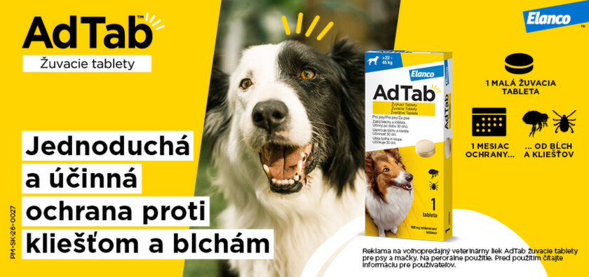 AdTAB Žuvacie tablety pre psy 112 mg hmotnosť psa 2,5 – 5,5 kg