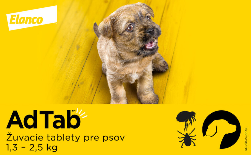 AdTAB Žuvacie tablety pre psy 56 mg hmotnosť psa 1,3 – 2,5 kg