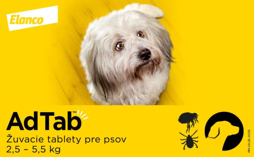 AdTAB Žuvacie tablety pre psy 112 mg hmotnosť psa 2,5 – 5,5 kg