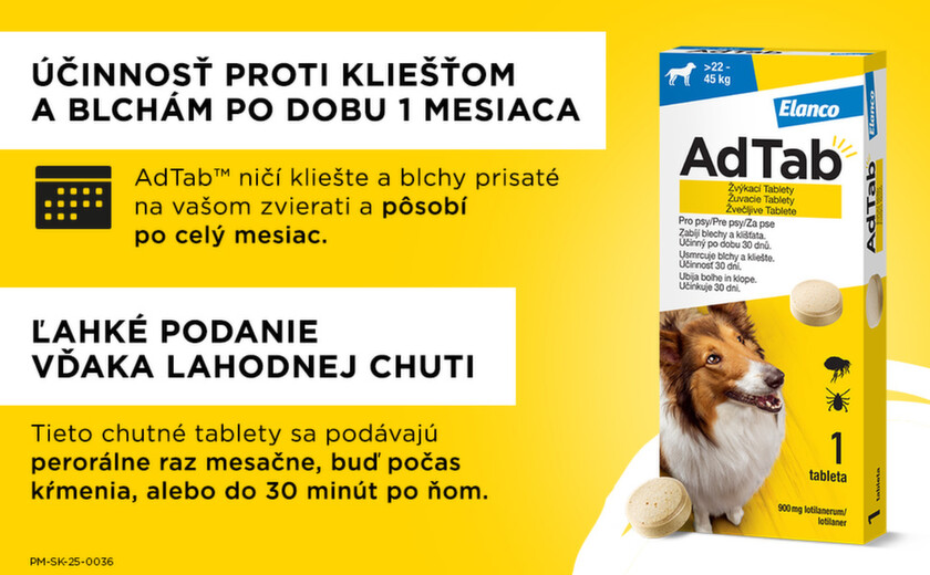 AdTAB Žuvacie tablety pre psy 900 mg hmotnosť psa 22–45 kg